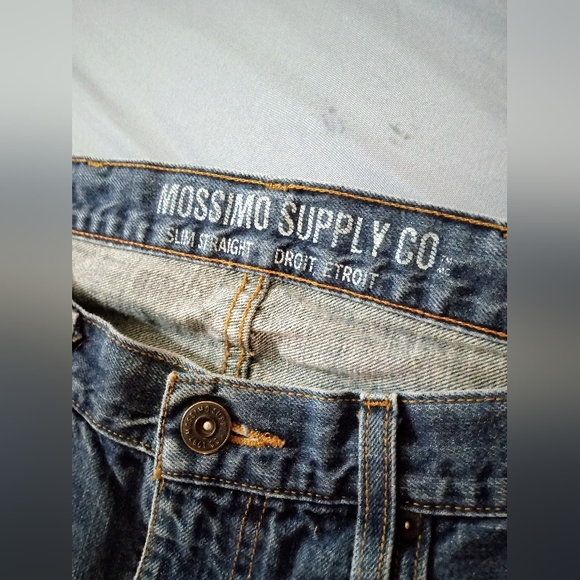 Men's Mossimo supply co dark blue distressed style jeans 36x32 - Picture 3 of 6